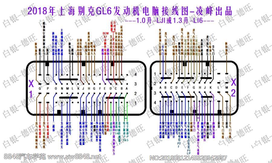 2018年上海别克GL6发动机电脑接线图